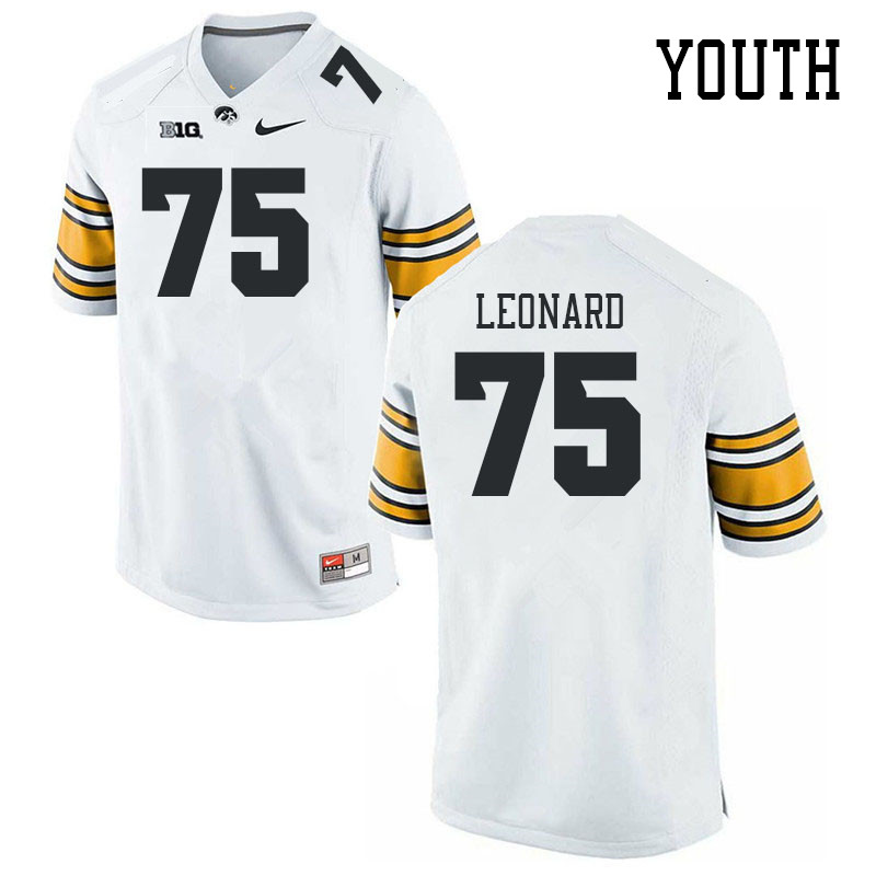Youth #75 Cannon Leonard Iowa Hawkeyes College Football Jerseys Stitched Sale-White - Click Image to Close